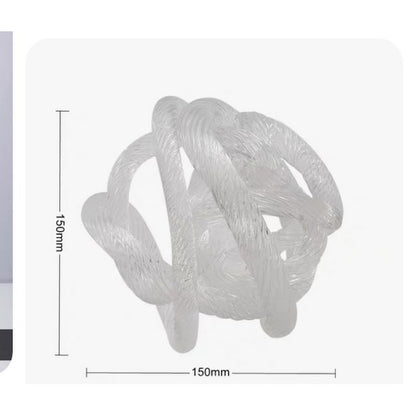 Geknoopte glazen sculptuur M transparant - 15 cm