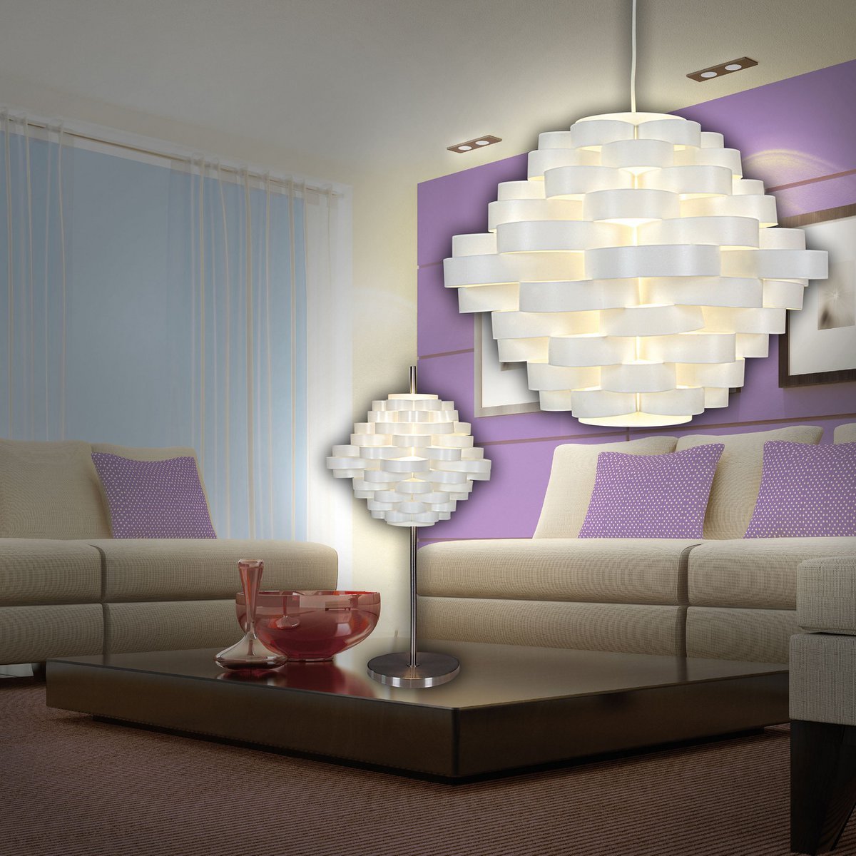 Hanglamp Witte Lijn Kunststof - Ø 55 cm (E27) - OutHome