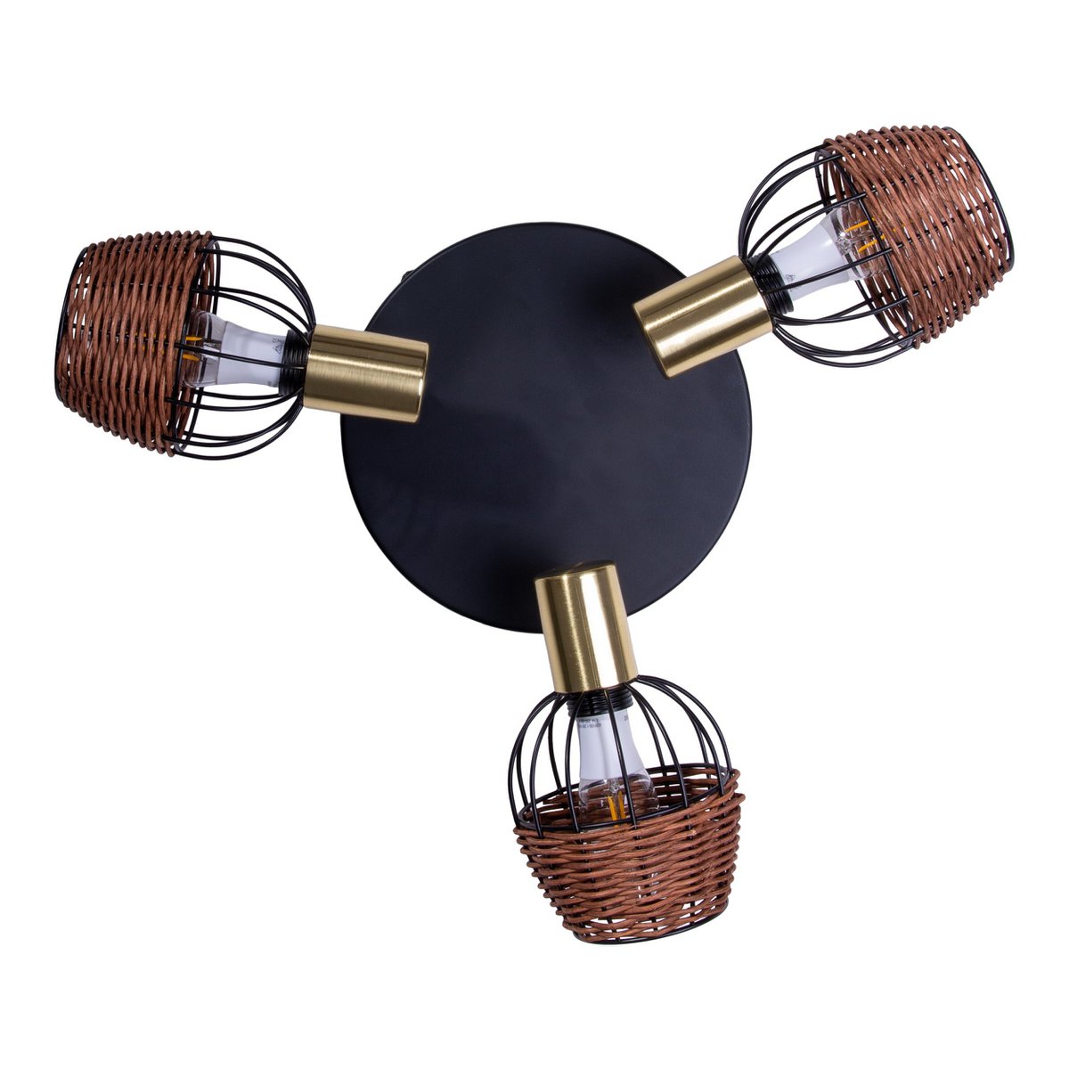 Plafondlamp Corbis 3-Lichts Zwart/Rotan - Ø 38 cm (E14)
