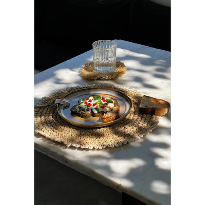 Raffia placemat Schelp naturel