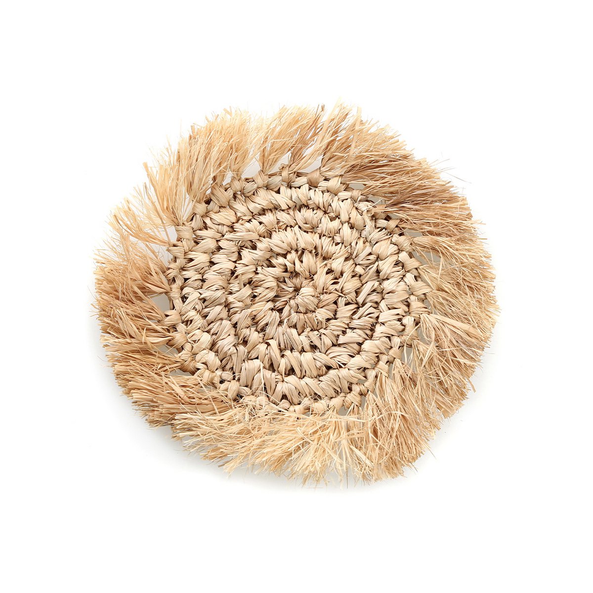Raffia onderzetter Fringe natuurlijk