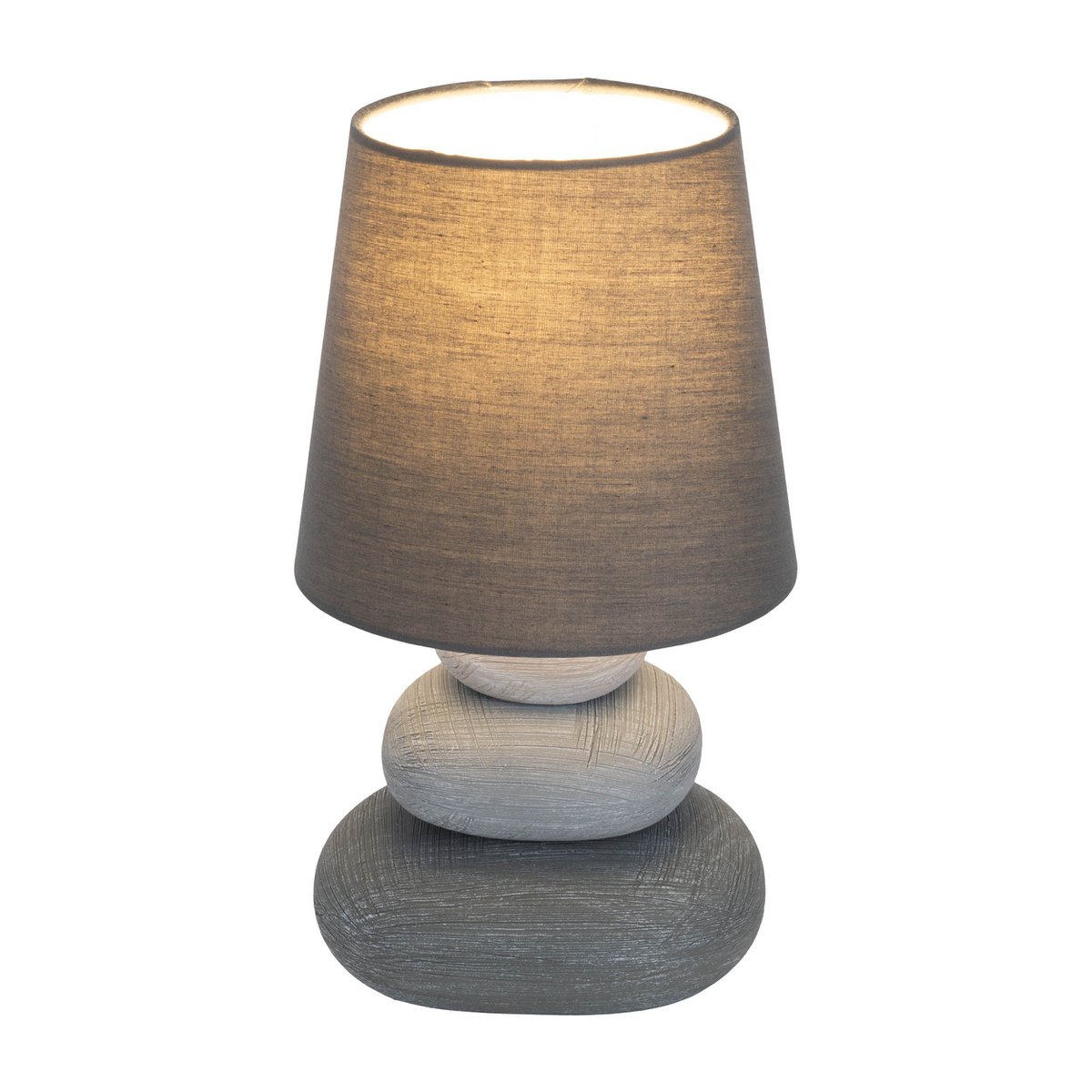 Keramische tafellamp "Stoney", keramische tafellamp in grijs, met E14 - aansluiting, tafellamp voor eetkamer, woonkamer, gang of kantoor, of als bedlamp, 31 cm hoog - OutHome
