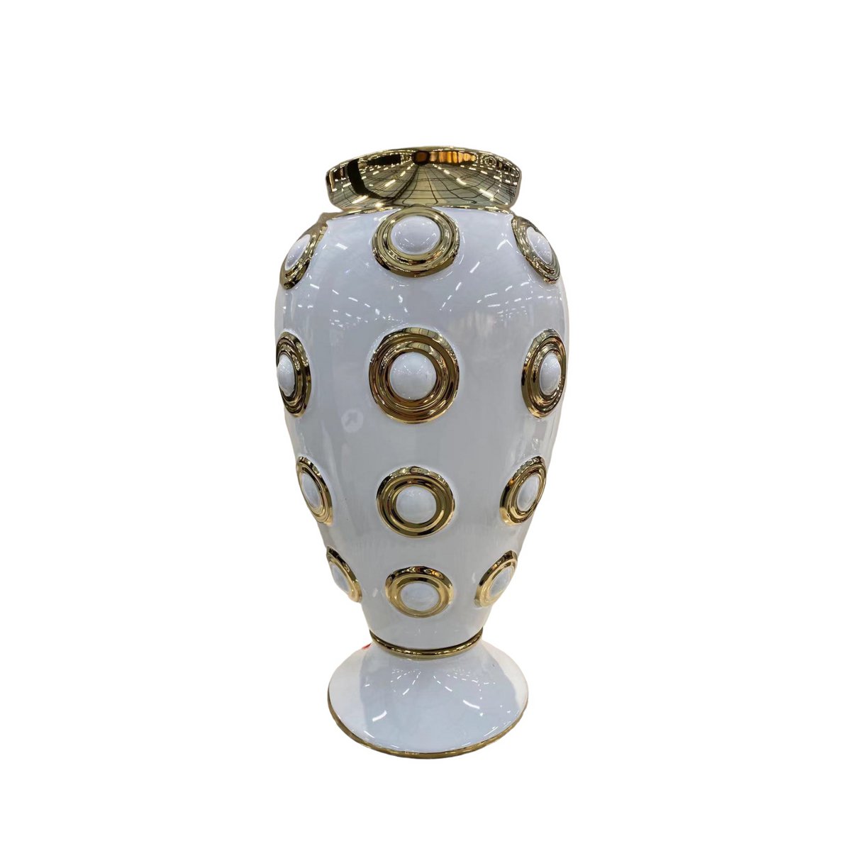 Gouden vaas Circle wit - 46 cm