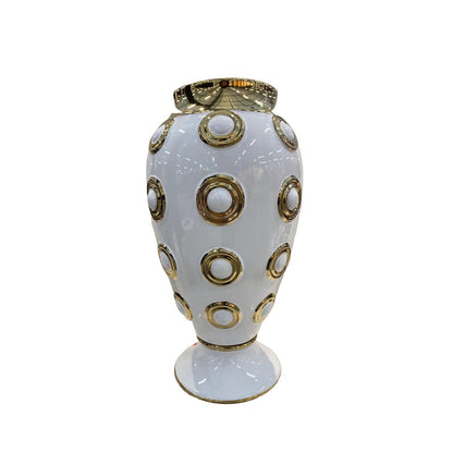 Gouden vaas Circle wit - 46 cm