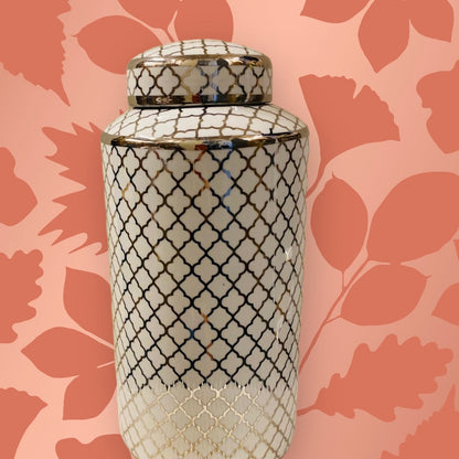 Keramische pot White gold wit/goud - 35 cm