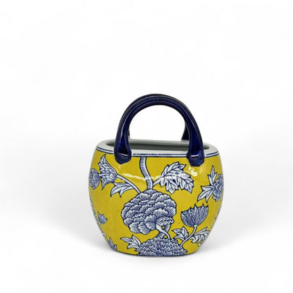 Porseleinen vaas Bag geel/blauw
