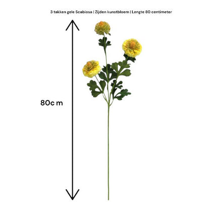 Zijden kunstbloem Scabiosa rood - 80 cm (Set van 2)