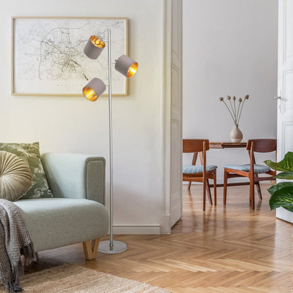 Vloerlamp Maron Satijn/Bruin - 153 cm (E14)