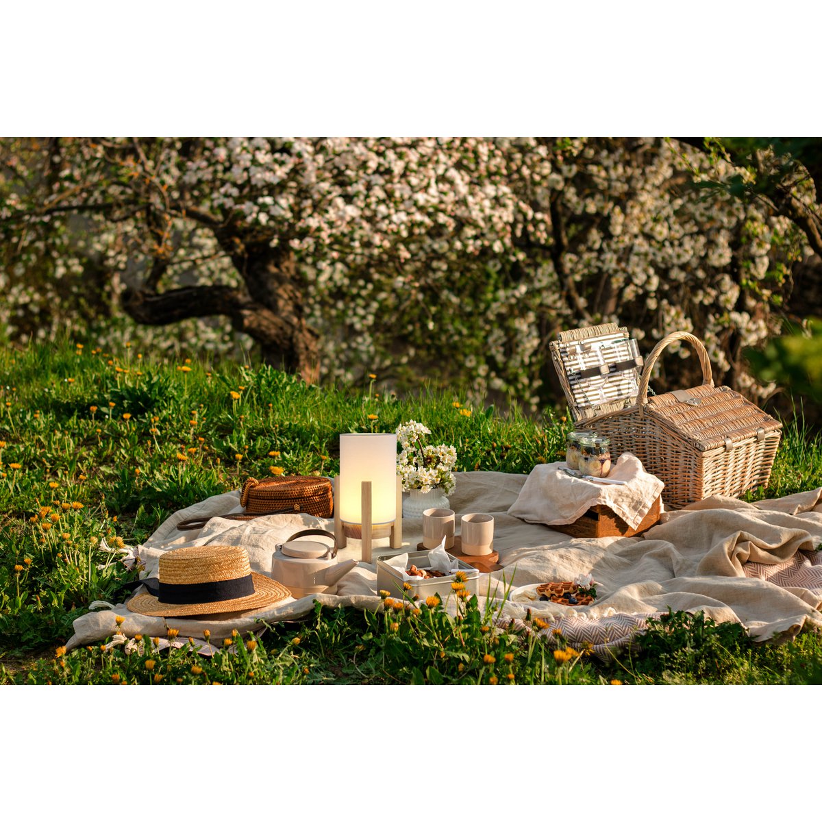 Acculamp Madita Wit/Naturel Touch - 25 cm (Dimbaar)