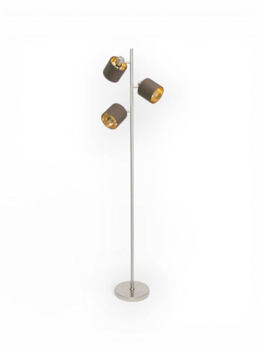 Vloerlamp Maron Satijn/Bruin - 153 cm (E14)