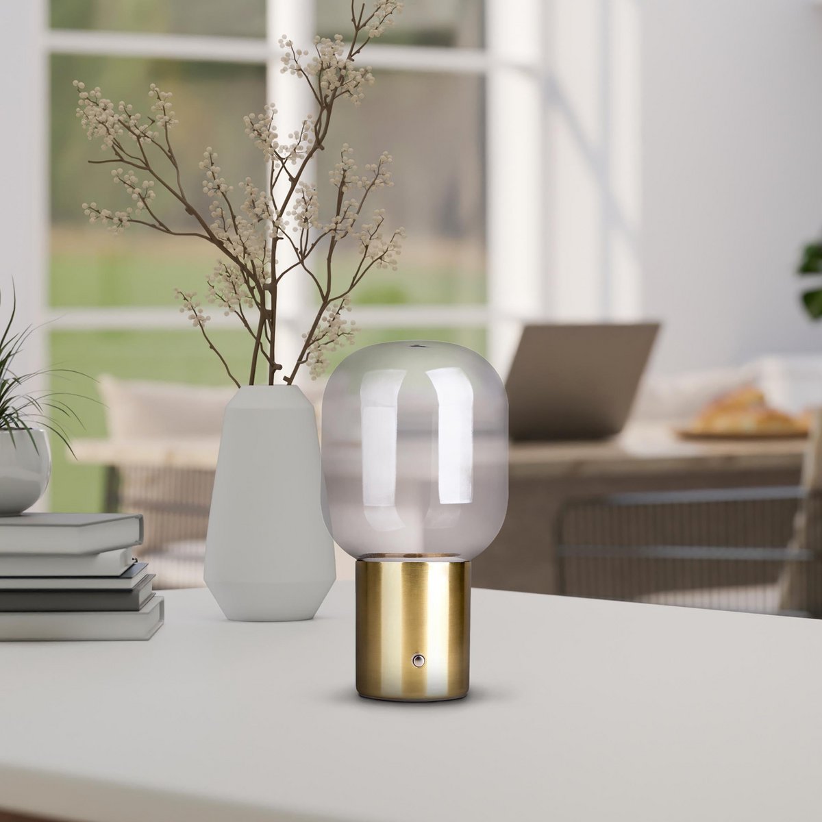 Snoerloze Tafellamp Albero Messing/Glas - 25 cm (Touch)