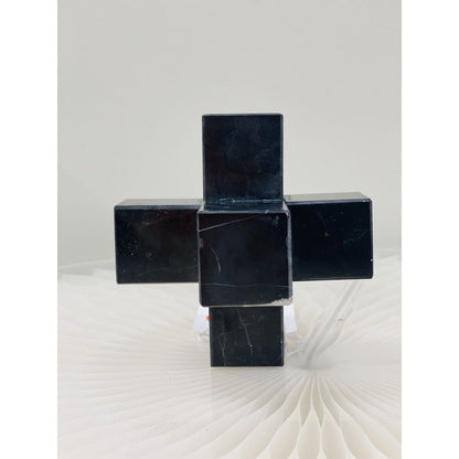 Marmeren kruis Lux zwart - 9 cm