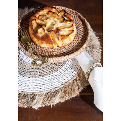 Zeegras raffia placemat Naturel wit - 45 cm