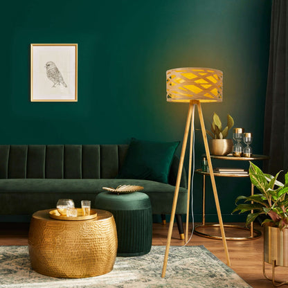 Vloerlamp Finja Houtimitatie - 148 cm (E27)