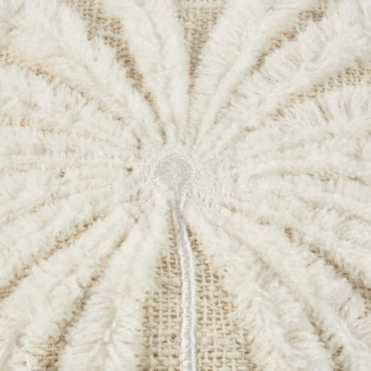 Kussenhoes raffia- en katoenen Isla palm wit