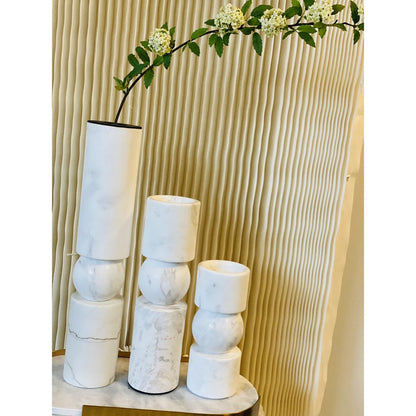 Marmeren kandelaar Marble wit - 19,5 cm
