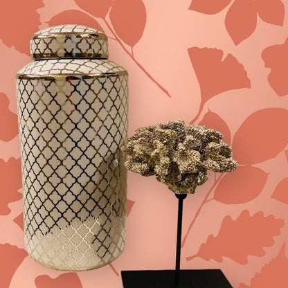 Keramische pot White gold wit/goud - 35 cm