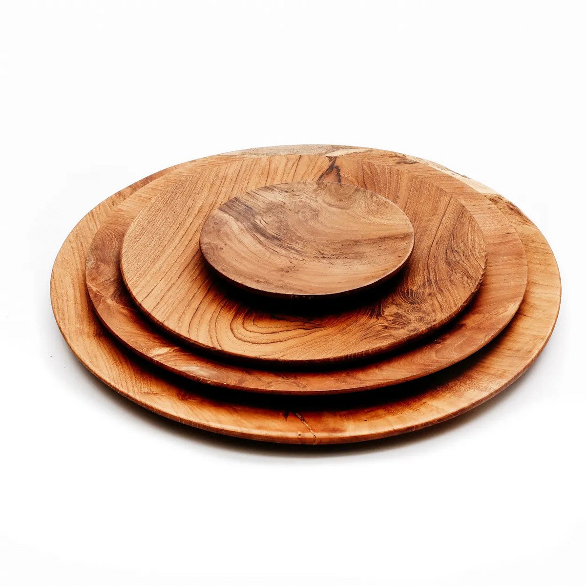 Teakhouten ronde plaat Root plate natuurkleur - M