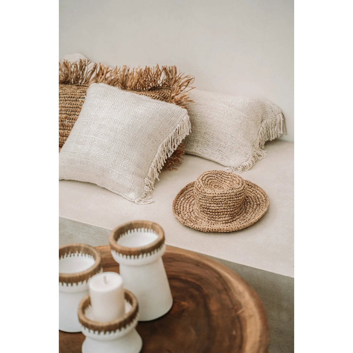Katoenen kussenhoes crème - 40 cm