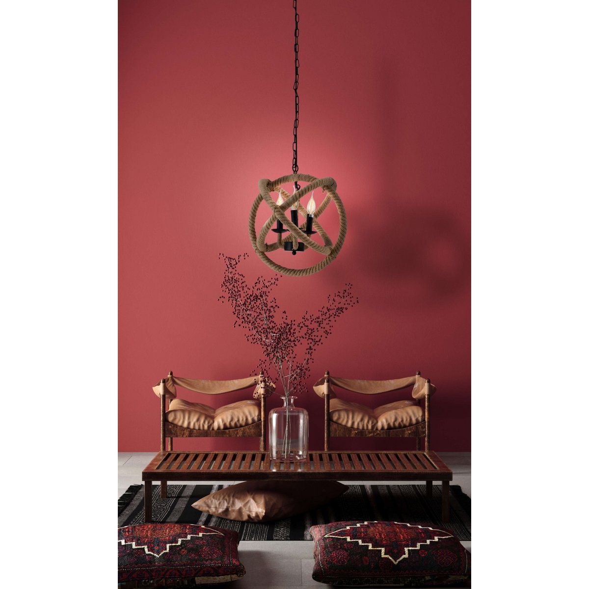 Hanglamp Regia Zwart Metaal/Hennep - Ø 43 cm (E27)