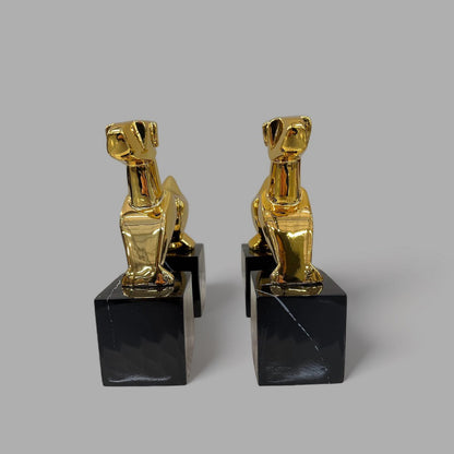 Chroom boekensteunen Terrier goud (Set van 2)