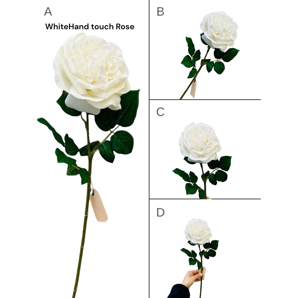 Kunstbloem Rose wit (Set van 2)