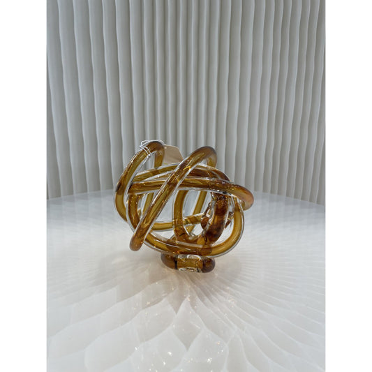 Glazen knoop Knoop geel - 11 cm