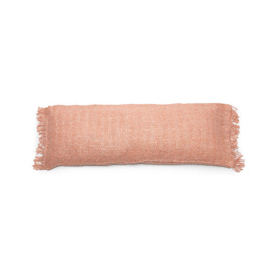 Katoenen kussenhoes Oh my gee zalmroze - 35 x 100 cm