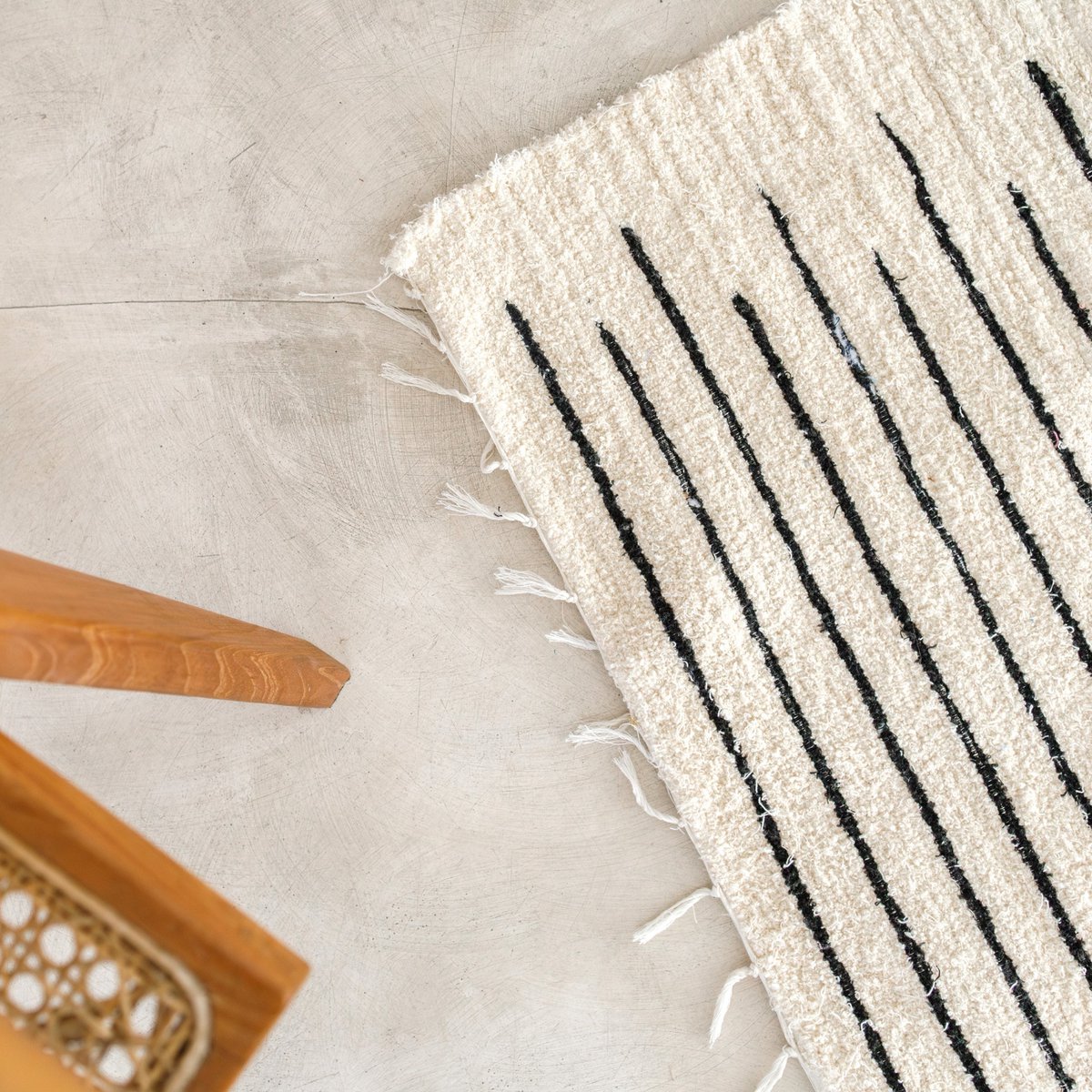 Vloerkleed Kerta Katoen Wit/Zwart - 150x120 cm