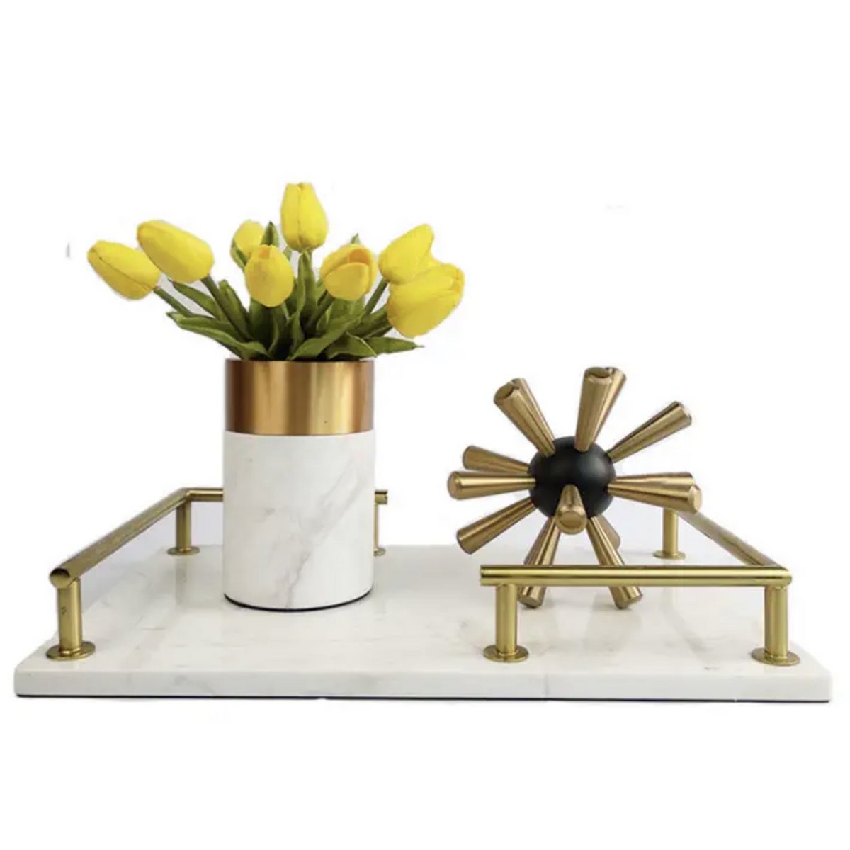 Marmeren dienblad Luxe goudkleurige - 35 cm