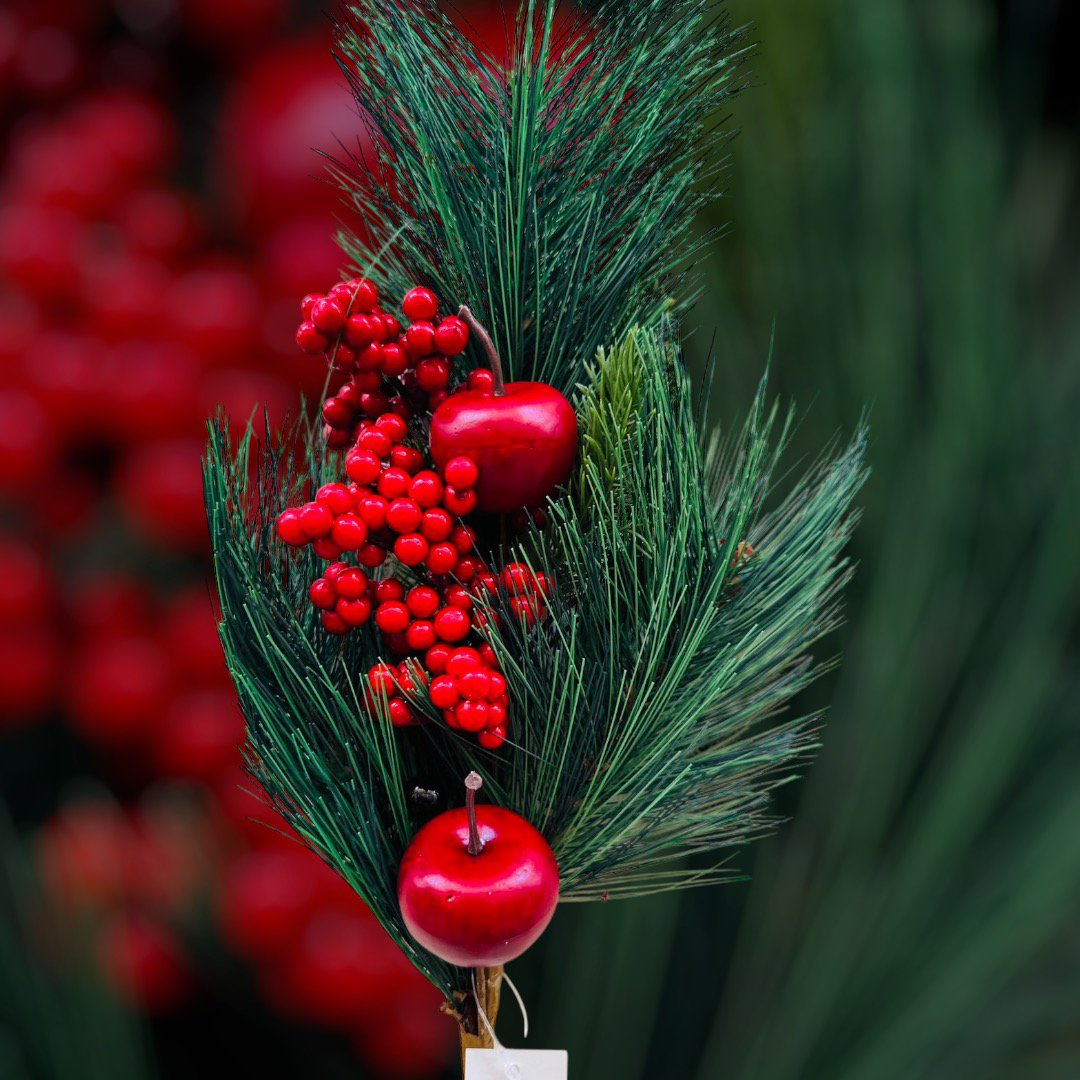 Zijden kunstbloem Appel kerstbloemcombinatie rood/groen