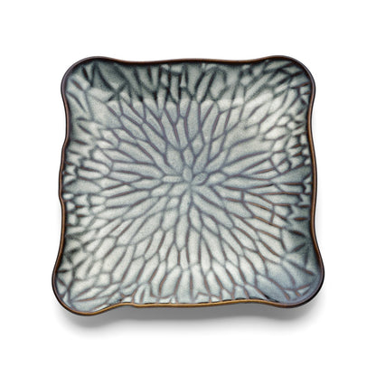 Porseleinen bord Lotus ice square grijs bruin