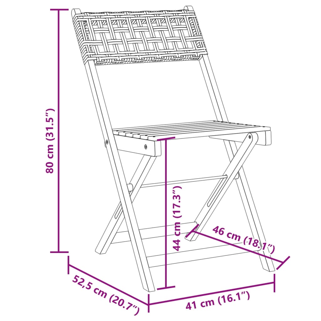 Bistrostoelen Massief Acaciahout En Poly Rattan