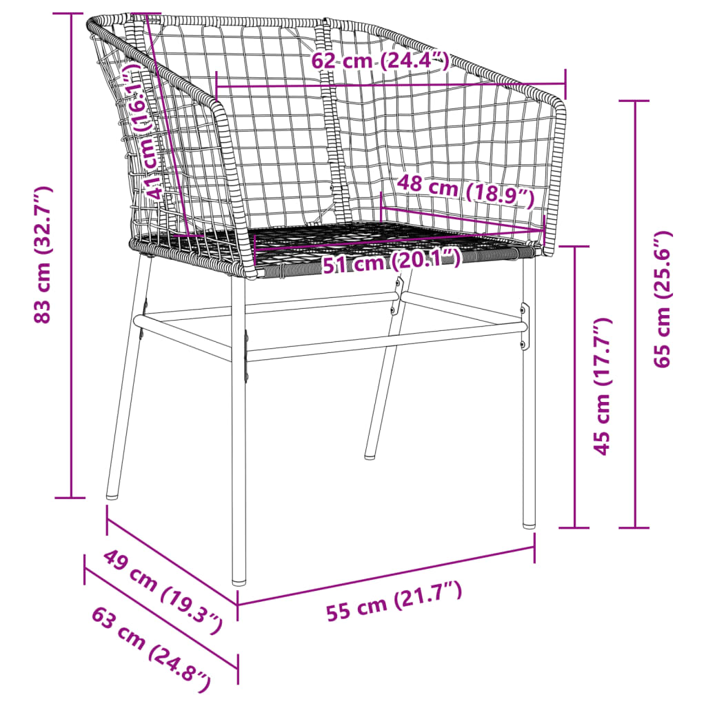 Tuinstoel Poly Rattan 2 St
