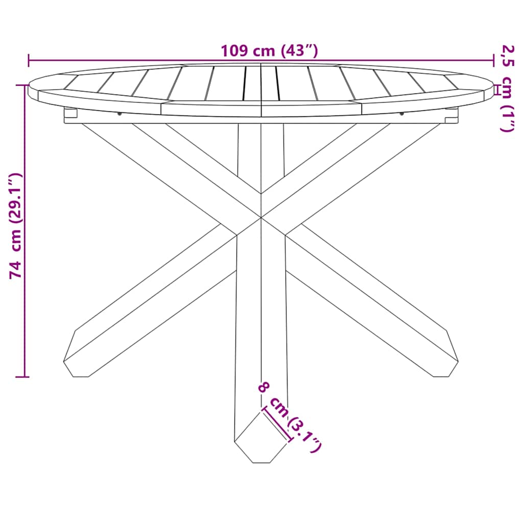 Tuintafel Ø Massief Teakhout