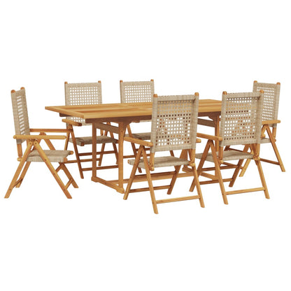 7-Delige Tuinset Poly Rattan En Massief Hout