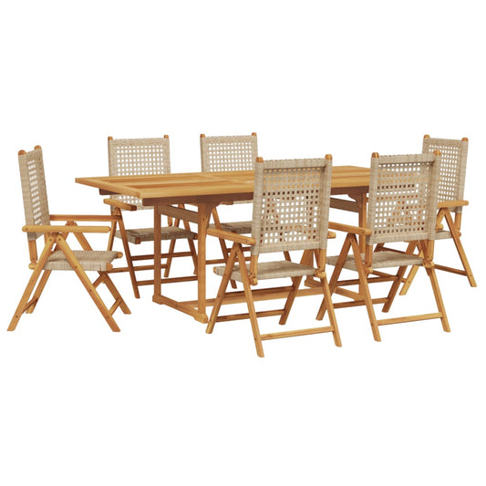 7-Delige Tuinset Poly Rattan En Massief Hout