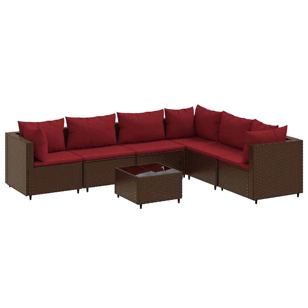 7-Delige Loungeset Met Kussens Poly Rattan