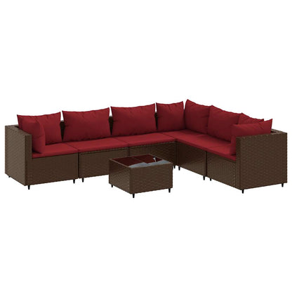 7-Delige Loungeset Met Kussens Poly Rattan