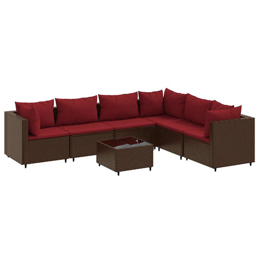 7-Delige Loungeset Met Kussens Poly Rattan