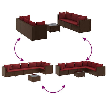 7-Delige Loungeset Met Kussens Poly Rattan