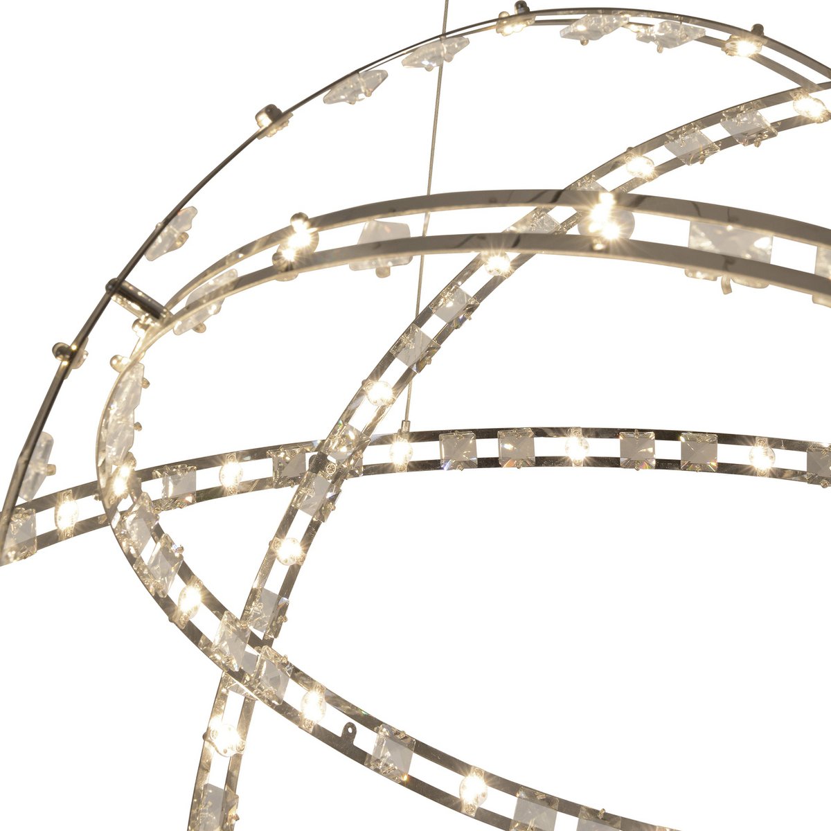 LED - hanglamp "Cosmos" metaal en plastic in chroom, Ø60 cm, met stevig ingebouwde LED's, verlichting voor woonkamer, eetkamer of kantoor. - OutHome