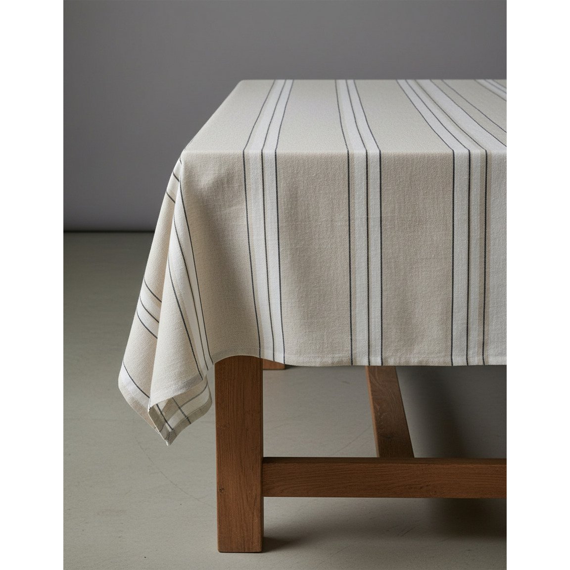 Linnen tafelkleed Provence naturel zwart wit - 150x300
