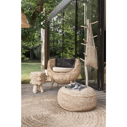Raffia poef Flores natuurlijk