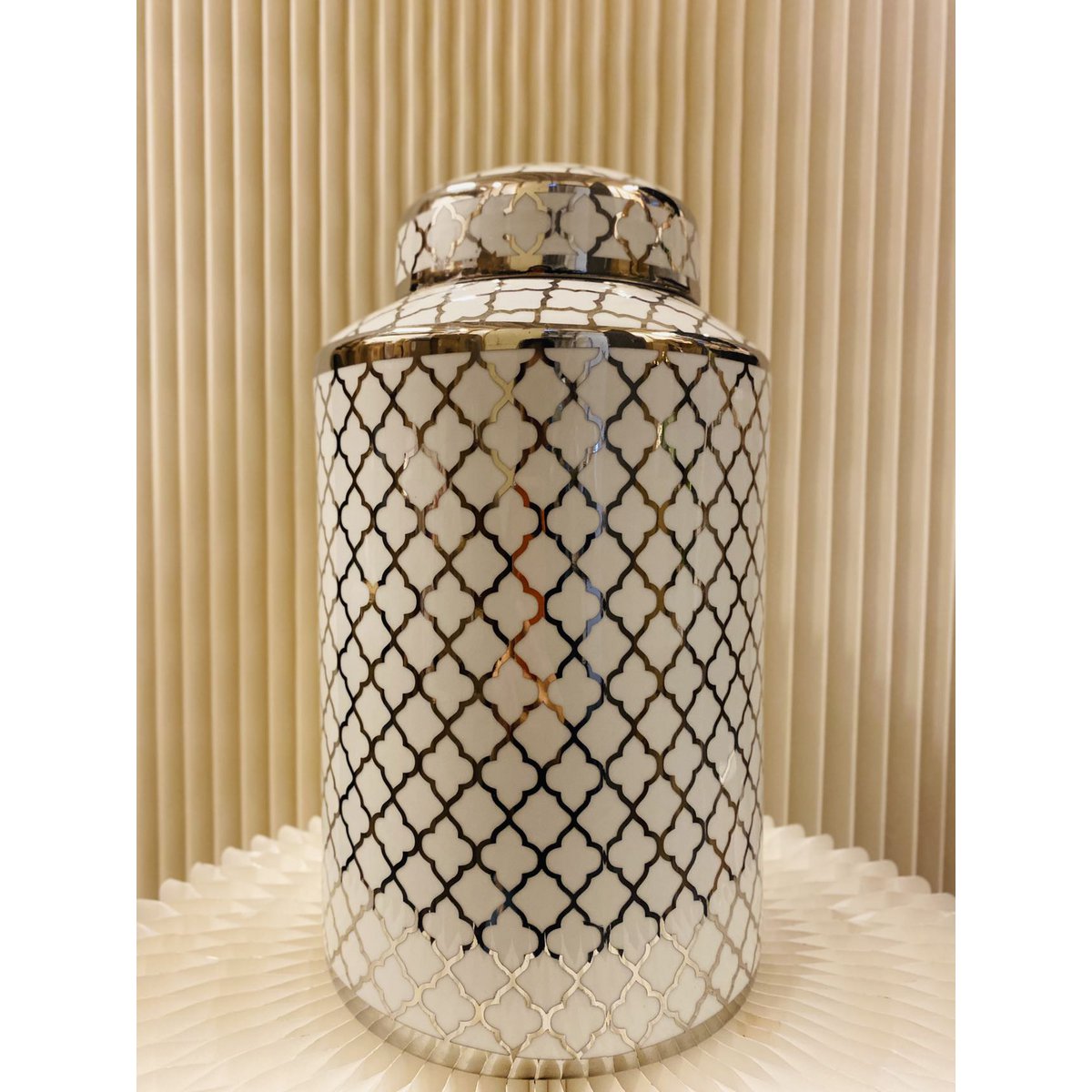 Keramische pot White gold wit/goud - 35 cm