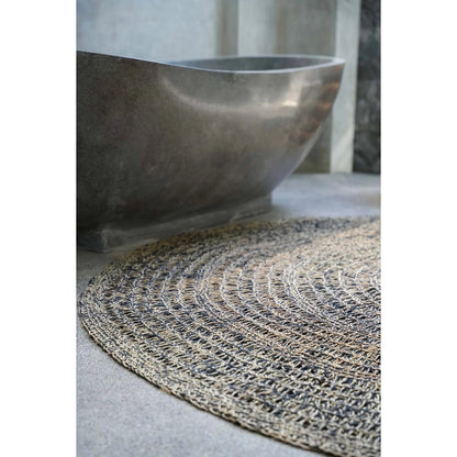 Ronde tapijt Zeegras naturel zwart - 100 cm