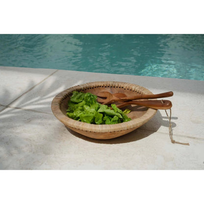 Teakhouten saladevork Gedraaide naturel