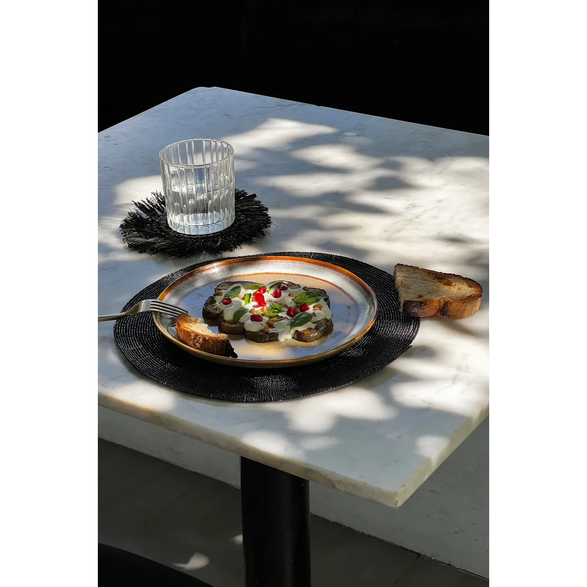 Kralen placemat Beaded zwart - 30 cm