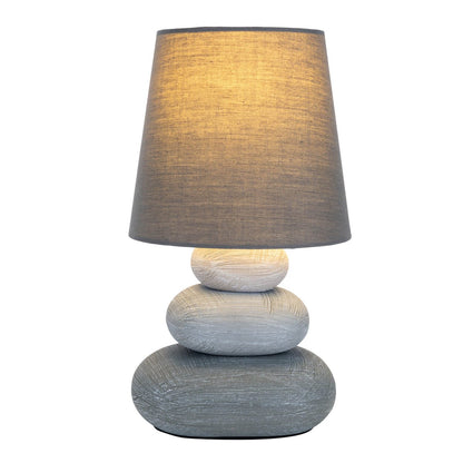 Keramische tafellamp "Stoney", keramische tafellamp in grijs, met E14 - aansluiting, tafellamp voor eetkamer, woonkamer, gang of kantoor, of als bedlamp, 31 cm hoog - OutHome
