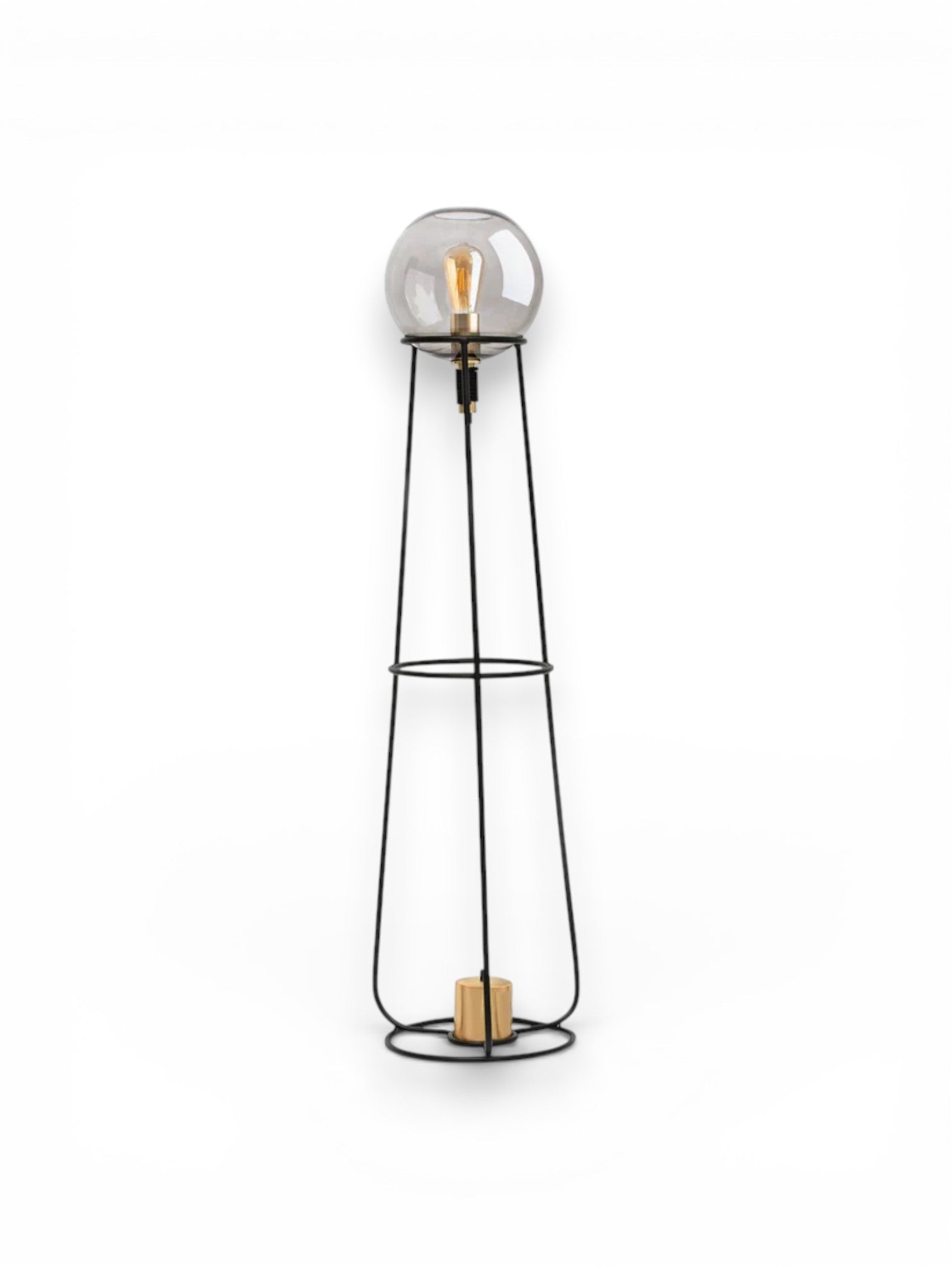 Stapellamp "stelo", moderne vloerlamp gemaakt van zwart metaal en rookglas, E27 - aansluiting, 128,5 cm hoog, voor eetkamer, woonkamer, gang of kantoor, - OutHome